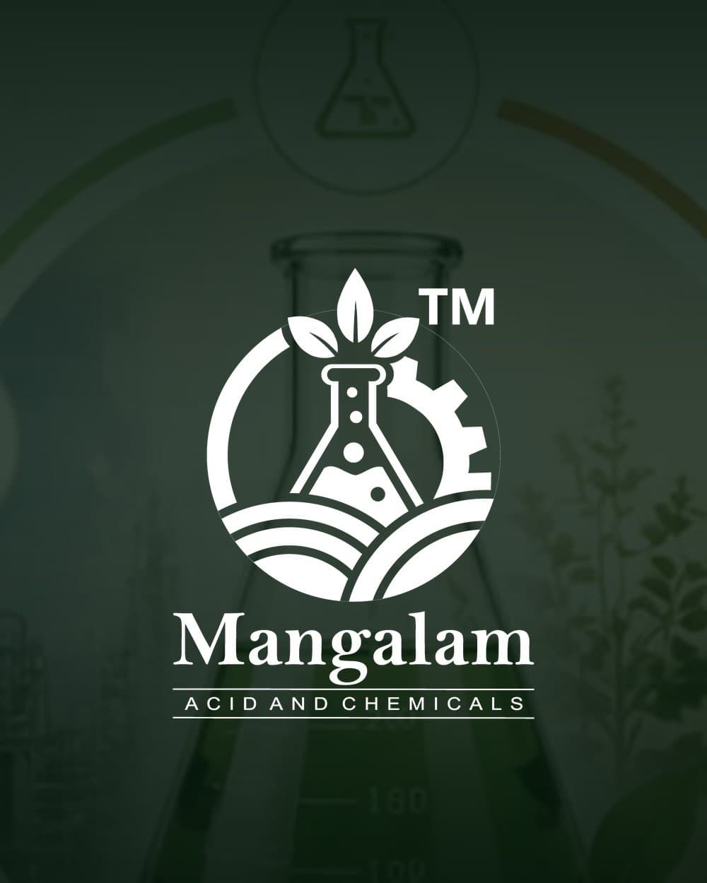 The Mangalam Acid and Chemicals logo mark on a dark green backdrop.